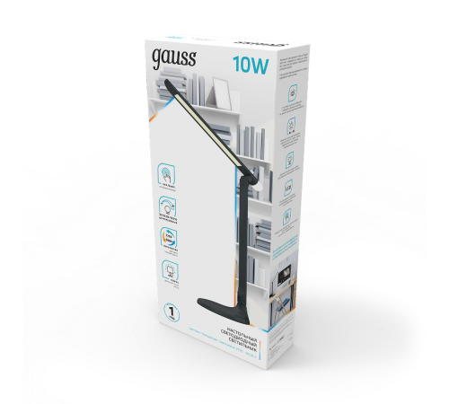 Светильник настольный GTL204 10W 550lm 2700-6500K 170-265V черный диммируемый+ ночник LED 1/10/30  GT2042  Gauss