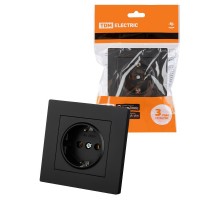 Розетка 2П+З 16А 250В черная "Сенеж"  SQ1816-0272  TDM