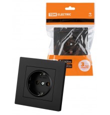 Розетка 2П+З 16А 250В черная "Сенеж"  SQ1816-0272  TDM