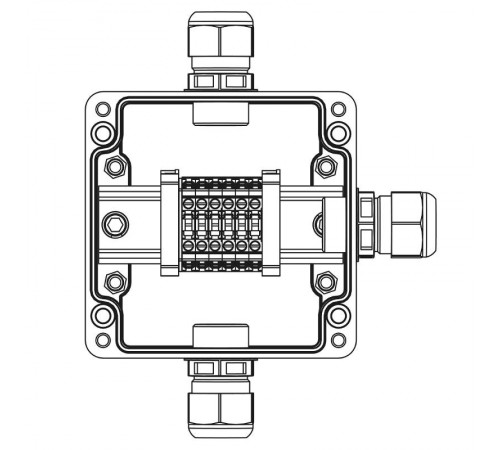 Взрывозащищенная клеммная коробка из полиэстера TBE-P-03-(6xCBC.4)-1xPACMP(A)-1xPACMP(C)-1xPACMP(D)1Ex e IIC Т5 Gb / Ex tb IIICT95°C Db IP66  1231.03