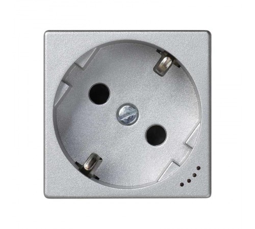 Розетка с заземлением, шторками и индикатором напряжения с винтовым подключением Schuko 2Р+Е 16A 250В~ цвета алюминий K45 Connect  KL01-8  Simon