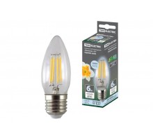 Лампа светодиодная свеча "Филамент" С37-6 Вт-230 В-4000 К-E27 TDM  SQ0340-0299  TDM