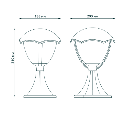 Светильник садово-парковый Aura на постамент 200*200*310mm, 170-240V / 50Hz, 1xE27, Max.60W, IP54  GD029  Gauss