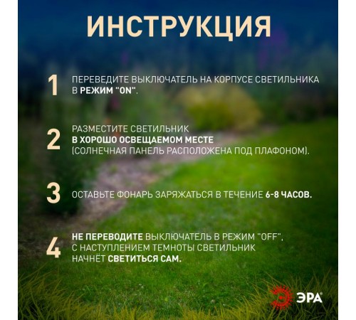 Светильник садовая гирлянда на солнечной батарее ERADF008-06 пластик, 3 шт. 52.5 см  Б0038501  ЭРА