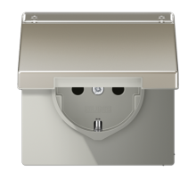 Штепсельная розетка SCHUKO 16A 250V~ с откидной крышкой и полем для надписи; благородная сталь  ES1520NAKL  Jung