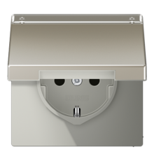 Штепсельная розетка SCHUKO 16A 250V~ с откидной крышкой и полем для надписи; благородная сталь  ES1520NAKL  Jung