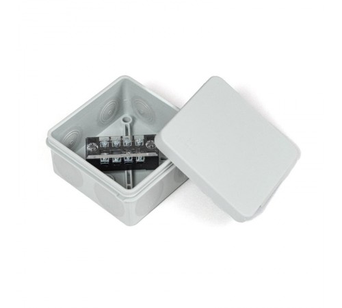 Коробка распределительная двухкомпонентная (HF) в комплекте с 4-кл. зажимами, сечение до 1,5 мм, 80х80х40 серая IP66 PR80.0168  Промрукав