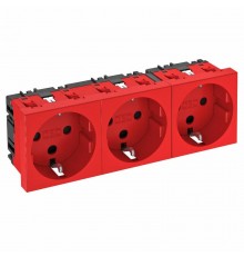 Розетка тройная 0° с з/к, с кодом, 250 В, 16A (красный) (STD-D0K SRO3)  6120296  OBO Bettermann