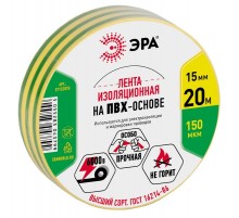 ПВХ-изолента 15мм*20м желто-зеленая  C0036548  ЭРА