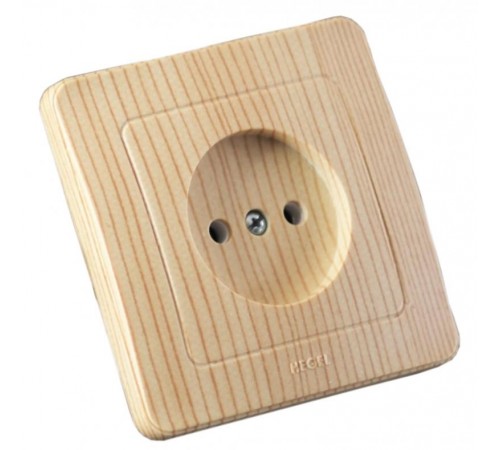 Розетка скрытой установки, одноместная, со шторкой, цвет сосна  РС16-302-02  HEGEL