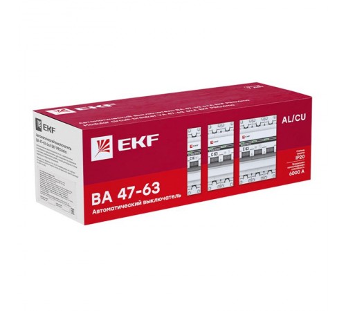 Выключатель автоматический однополюсный 1P 16А (C) 6кА ВА 47-63M c электромагнитным расцепителем PROxima  mcb4763m-6-1-16C-pro  EKF (замена - M63MA6