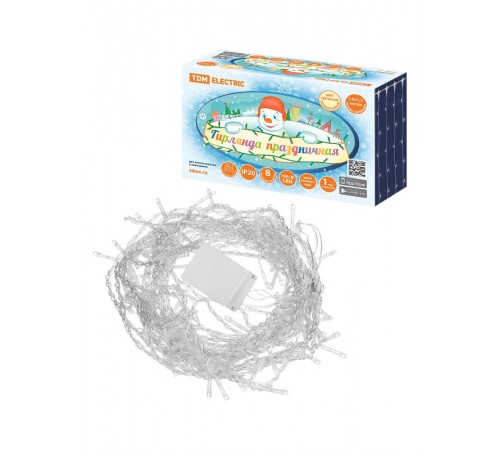 Гирлянда светодиодная "Занавес" 1,5х1,5 м, 168LED, белый тёплый, 8 режимов, 250 В, IP20,  SQ0361-0068  TDM