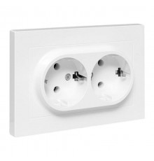 Механизм розетки двойной, 16А, с заземлением, без шторок, с рамкой, белый Эпика EKF  UP1-SOW-210  EKF