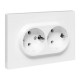 Механизм розетки двойной, 16А, с заземлением, без шторок, с рамкой, белый Эпика EKF  UP1-SOW-210  EKF