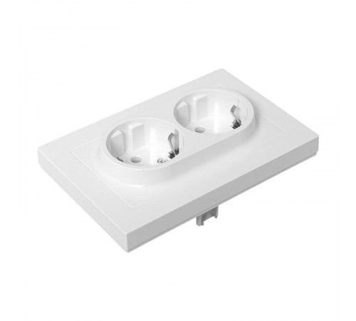 Механизм розетки двойной, 16А, с заземлением, без шторок, с рамкой, белый Эпика EKF  UP1-SOW-210  EKF