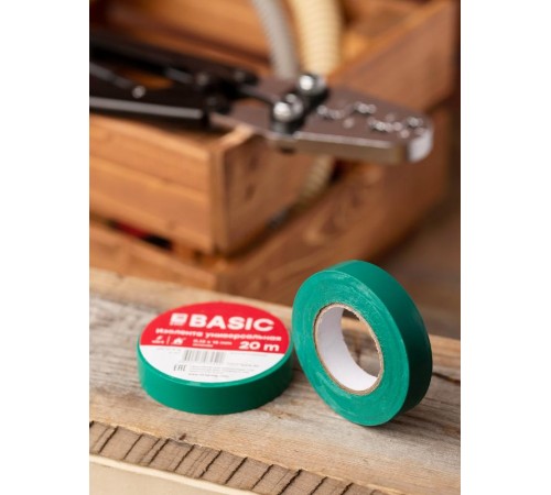 Изолента, класс В (общего применения), 0.13х15мм, 20 метров, зеленая EKF Simple  plc-iz-b-g  EKF