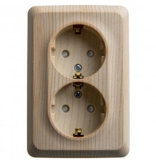 Этюд Сосна О/У Розетка 2-ая угловая с заземлением со шторками 16А 250B  PA16-108D  SE