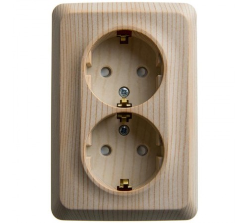 Этюд Сосна О/У Розетка 2-ая угловая с заземлением со шторками 16А 250B  PA16-108D  SE