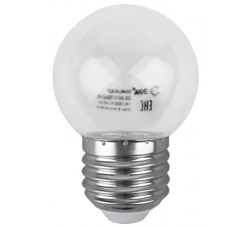 Лампы cветодиодные ERAWL45-E27 LED P45-1W-Е27 (диод. шар, прозр., 4SMD, 1W, E27, для белт-лайт) (10/100/6000)  Б0049572  ЭРА