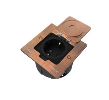 MultiDesk Лючок с розеткой 2К+З, 16А/250В, IP44 с монтажной коробкой для стены, фальшпола, стола Медь, тип MDK21  MDK21102CA  SE