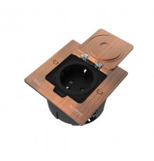 MultiDesk Лючок с розеткой 2К+З, 16А/250В, IP44 с монтажной коробкой для стены, фальшпола, стола Медь, тип MDK21  MDK21102CA  SE