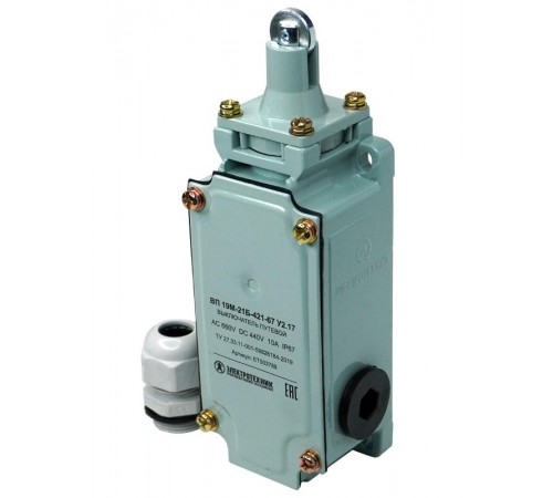 ВП 19М-21Б-421-67 У2.17, четырёхполюсный, толкатель с роликом, 3з+1р, IP67, выключатель путевой (ЭТ)  ET003789  Электротехник