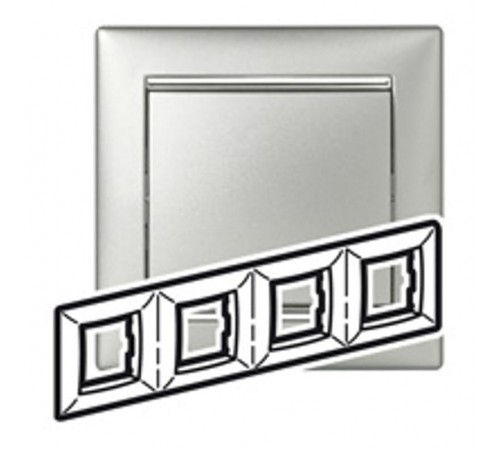 Valena Алюминий/Серебряный штрих Рамка 4-ая горизонт.  770354  Legrand