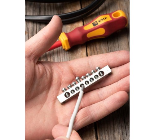 Шина PEN "ноль-земля" (6x9мм) 8 отв. цинк крепеж по краям  sn1-63-08-k  EKF