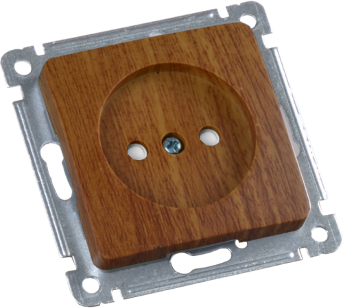 Розетка скрытой установки, одноместная, со шторкой, механизм, цвет дуб  РС16-402-05  HEGEL
