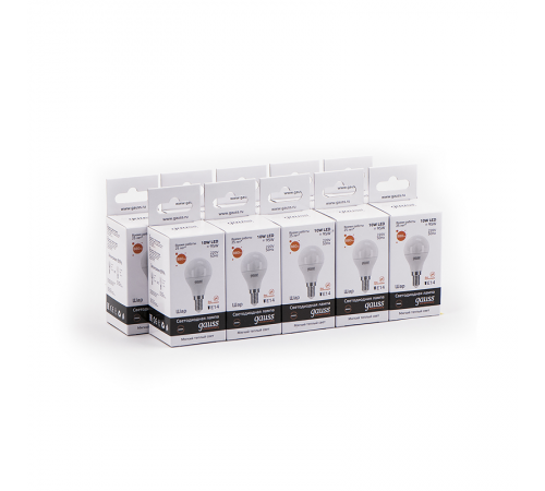 Лампа светодиодная LED 10Вт E14 220В 2700К Elementary шар  53110  Gauss