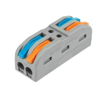 Клемма СМК 222-422 проходная 2 полюса (0,08-4 мм), серая (25 шт./уп.)  07-6263-2  REXANT