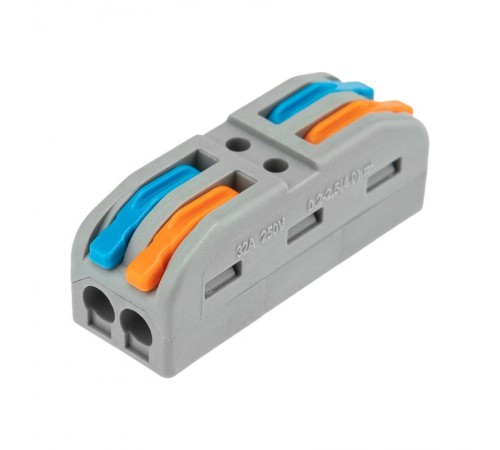 Клемма СМК 222-422 проходная 2 полюса (0,08-4 мм), серая (25 шт./уп.)  07-6263-2  REXANT