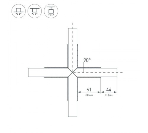 Крестовина PLS-LOCK-H25-Х90 BLACK (с экраном MAT-L) (arlight, Металл)  031269  Arlight