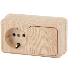 2-701-11 Intro Блок розетка+выкл. гориз. 10(16)А-250В, IP20, ОУ, Quadro, сосна  Б0036152  Intro