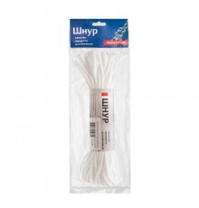 Шнур плетеный ПЭ 3,5 мм, 16-пряд, белый, 30 м  140353  Tech-KREP