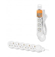 Удлинитель бытовой "Люкс" с выкл., 5 гнезд, 10 м, с/з, с з/ш, ПВС 3х1 мм2, 16 А, 250 В, 3500 Вт  SQ1303-4054  TDM