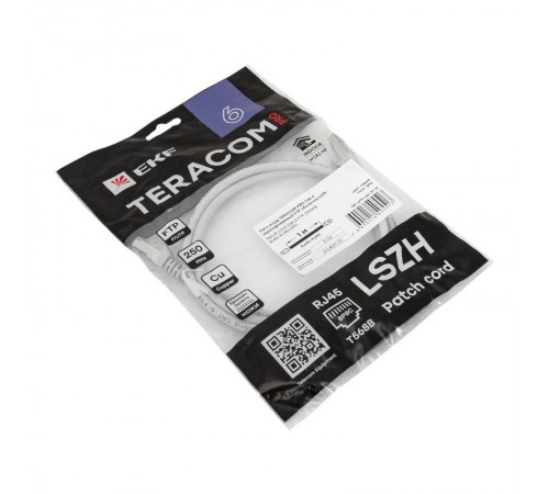 Патч-корд TERACOM PRO Cat.6 экранированный FTP оболочка LSZH серый (1,0м)  TRP-6FTP-LSH-1M-GY  EKF