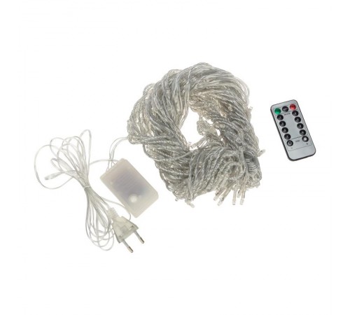 Дождь (занавес) 3х2 м, прозрачный ПВХ, эффект водопада, 240 LED, теплый белый  235-006  NEON-NIGHT