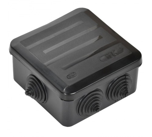 Коробка расп. КМ41255 100х100х50мм IP44 6 вв. черная  UKO21-100-100-050-K02-44  IEK