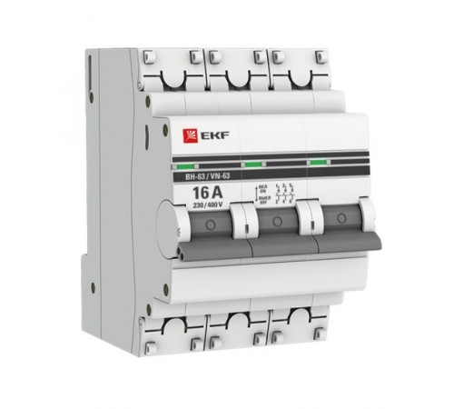 Выключатель нагрузки модульный ВН-63, 3P 16А EKF PROxima  SL63-3-16-pro  EKF (замена - S63316)
