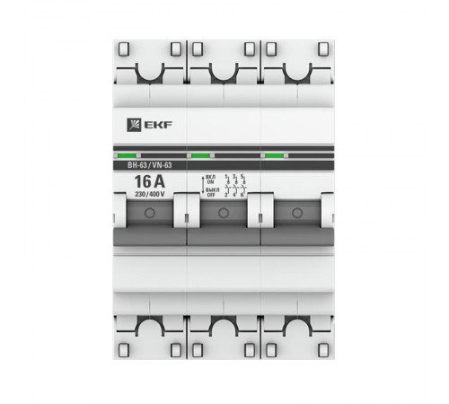 Выключатель нагрузки модульный ВН-63, 3P 16А EKF PROxima  SL63-3-16-pro  EKF (замена - S63316)