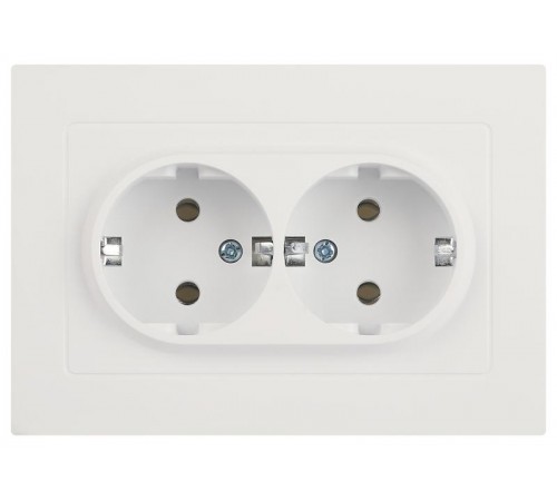 Розетка Intro Accent 6-205-01М 2X2P+E Schuko, 16А-250В, IP20, СУ, AL/CU, белый матовый  Б0063487  Intro