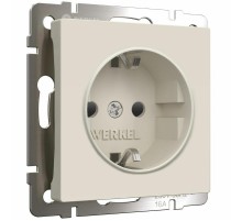 W1171162/Электроустановочные изделия - Розетка с заземлением и шторками (айвори матовый) a059275  Werkel