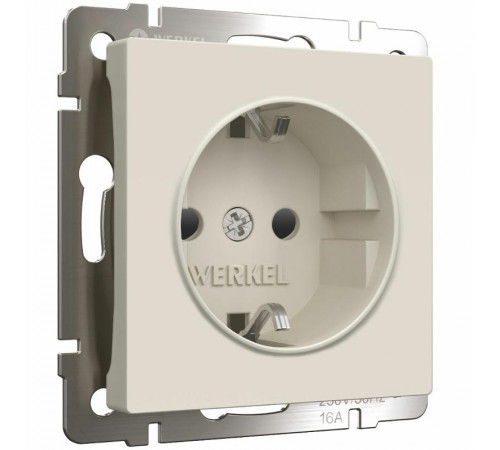 W1171162/Электроустановочные изделия - Розетка с заземлением и шторками (айвори матовый) a059275  Werkel