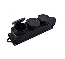 Розетка трехместная с защит. крышками каучуковая 230В 2P+PE 16A IP44 Basic  RPS-015-16-230-44  EKF