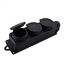 Розетка трехместная с защит. крышками каучуковая 230В 2P+PE 16A IP44 Basic  RPS-015-16-230-44  EKF