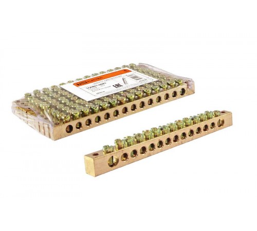 Шина "N" нулевая 6х9мм 14/2 (14групп/крепеж по краям)   SQ0801-0003  TDM