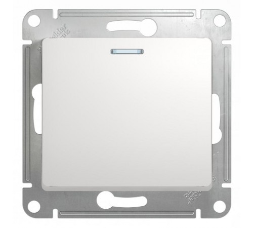 Glossa Белый Выключатель 1-клавишный с подсветкой, сх.1а, 10АХ  GSL000113  SE