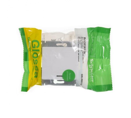 Glossa Белый Выключатель 1-клавишный с подсветкой, сх.1а, 10АХ  GSL000113  SE