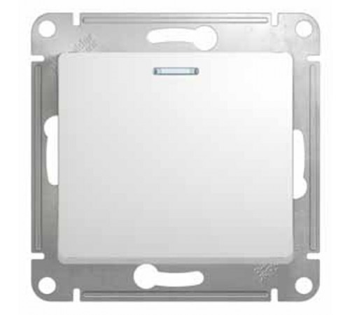 Glossa Белый Выключатель 1-клавишный с подсветкой, сх.1а, 10АХ  GSL000113  SE